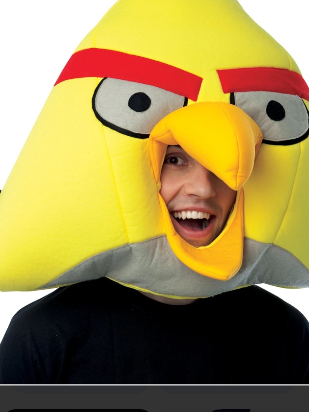 Angry Birds Adult Halloween Costume Yellow Bird Plush Mask Headpiece